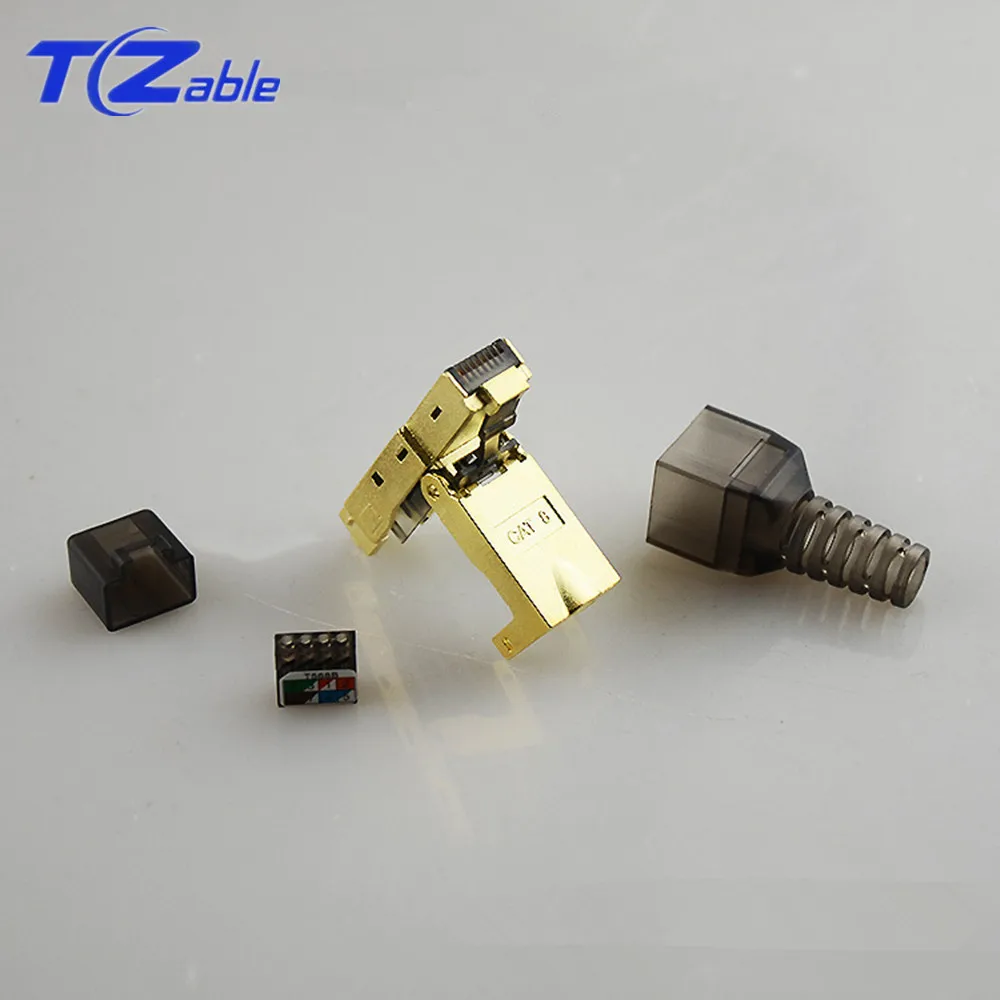 CAT8 адаптер 5G широкополосный RJ45 разъем без инструментов обжимной экранированный Кристалл головка 8P8C сетевой Ethernet кабель Cat7 сетевой разъем