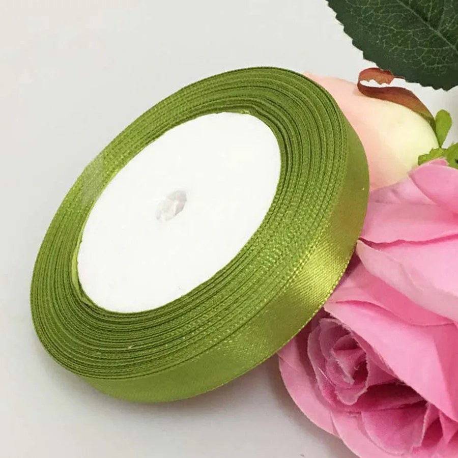 army green 1,2 см 25 ярдов/партия 22 м полиэстер бант DIY лента швейное ремесло поставщик обертка цвет подарочная лента упаковочная Рождественское украшение - Цвет: army green