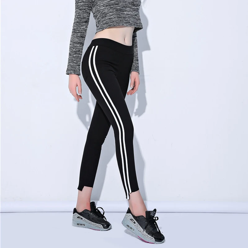 2017 г. Новые Модные женские леггинсы полосатый патч работа Твердые фитнес Штаны