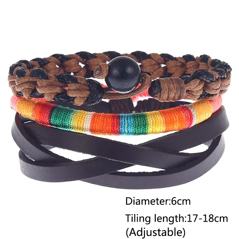 3 шт./компл. модный мужской кожаный браслет в стиле панк плетеный на запястье