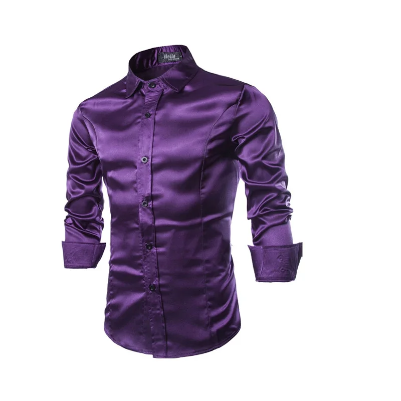 Для мужчин Slim Fit социальные Рубашки для мальчиков социальных шелк Блузки малышек