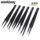 Набор точных антимагнитных пинцетов из нержавеющей стали для ремонта телефонов, часов, очков, 6 шт.