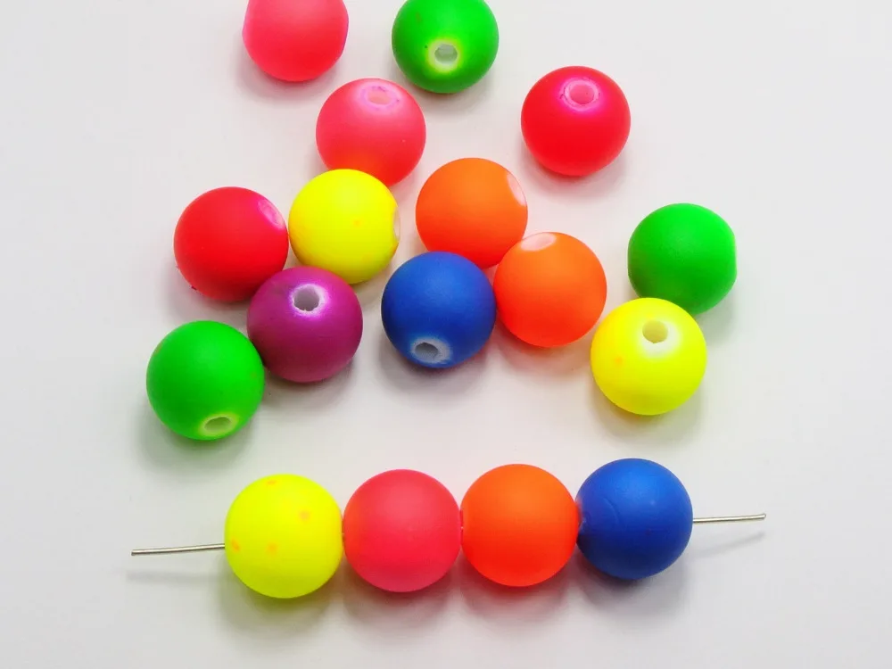 

20 Mixed Fluorescent Neon Beads Acrylic Round Beads 18mm(0.71") Rubber Toneone