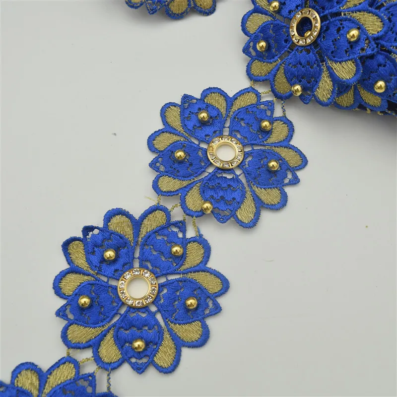 10 ярдов много цветов вышитые бисером металлические мотивные кружева Нигерия