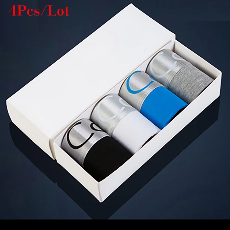 4Pcs-G Новые хлопковые шорты, мужское дышащее нижнее белье, мягкие боксеры, мужские однотонные боксеры, шорты размера плюс, мужские боксеры, нижнее белье, трусы - Цвет: 4Pcs-G