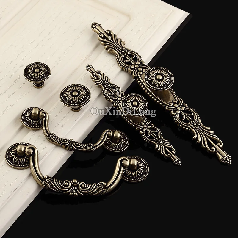 Retro 2PCS European Antique Kitchen Cabinet Door Furniture Handles Cupboard Wardrobe Shoe Drawer Pulls and Knobs | Обустройство дома
