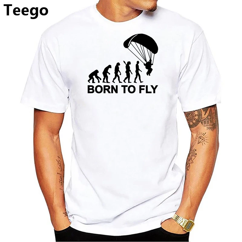 Новые модные летние Born To Fly Эволюция парапланеризма Парапланы Футболка мужская