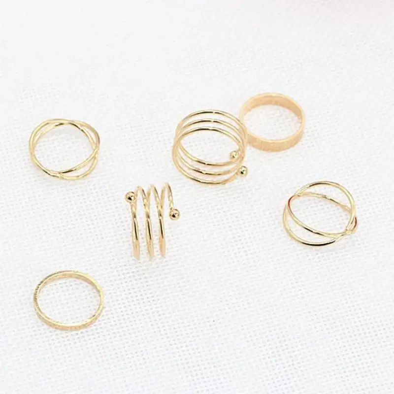 6 шт./компл. Модные женские составные Колечки в стиле панк летние ювелирные