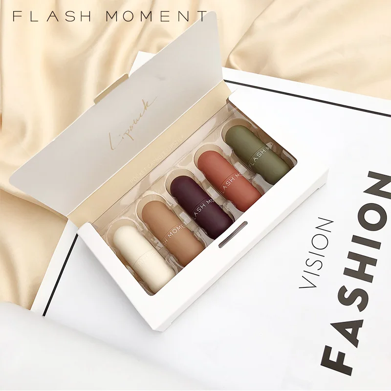 Новинка 5 шт набор матовых помад с длинными долговременный увлажнитель бархатная