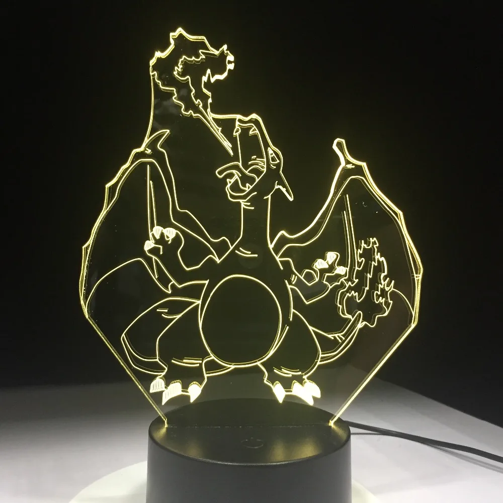 Лампа Покемон Charizard форма 7 цветов изменить Ночник светильник 3D настольный