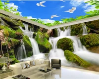 beibehang seductive atmospheric waterproof papel de parede wallpaper waterfalls water rock stereoscopic theme space background