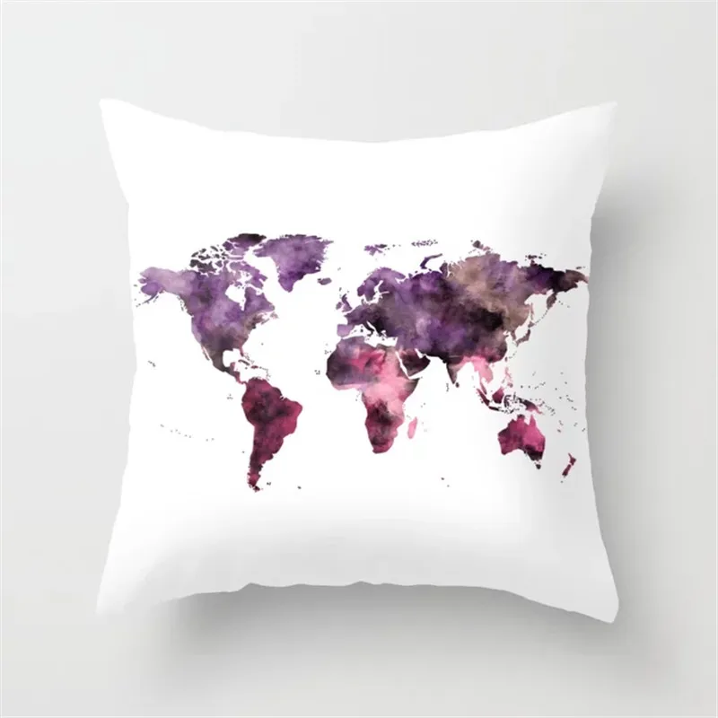 Cushion Covers11 Стиль простой Винтаж карта мира узор чехол для подушки из полиэстера Подушка Чехол домашний декор для автомобиля диван наволочка - Цвет: Cushion Covers11