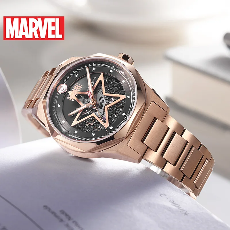 Часы MARVEL мужские механические с отверстиями из нержавеющей стали модные Круглые