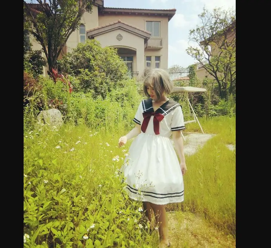 

lolita preppy style lolita dress navy collar bowknot loose victroian dress kawaii girl gothic dress jk uniform loli op vestido