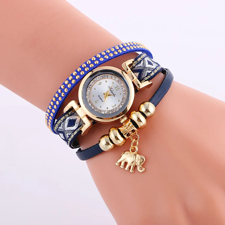 100 шт./лот подвеска в виде слона национальном стиле Шипы кожаные часы