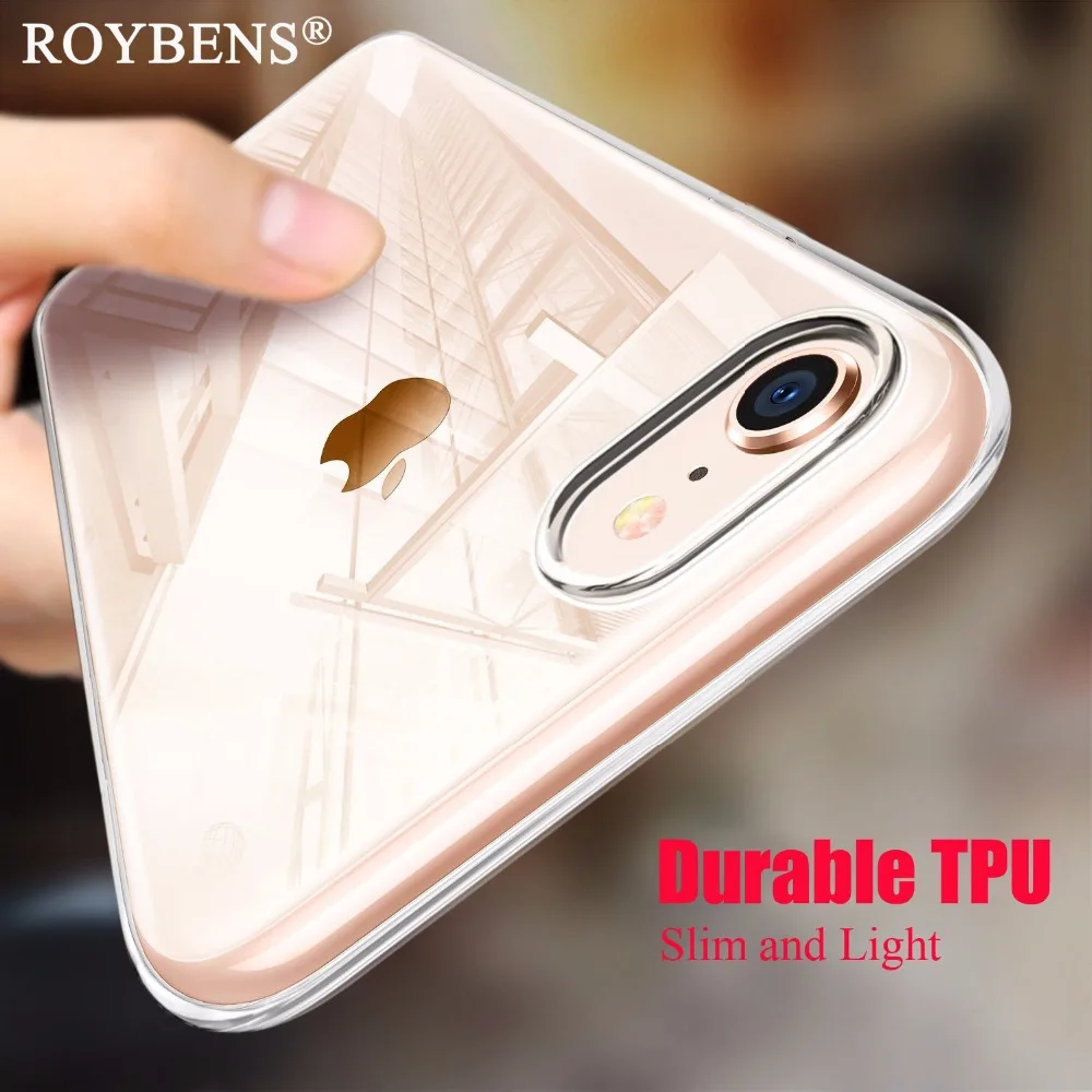 Чехол для iPhone 8 Plus Roybens Прочный гибкий мягкий прозрачный силиконовый чехол Apple 7