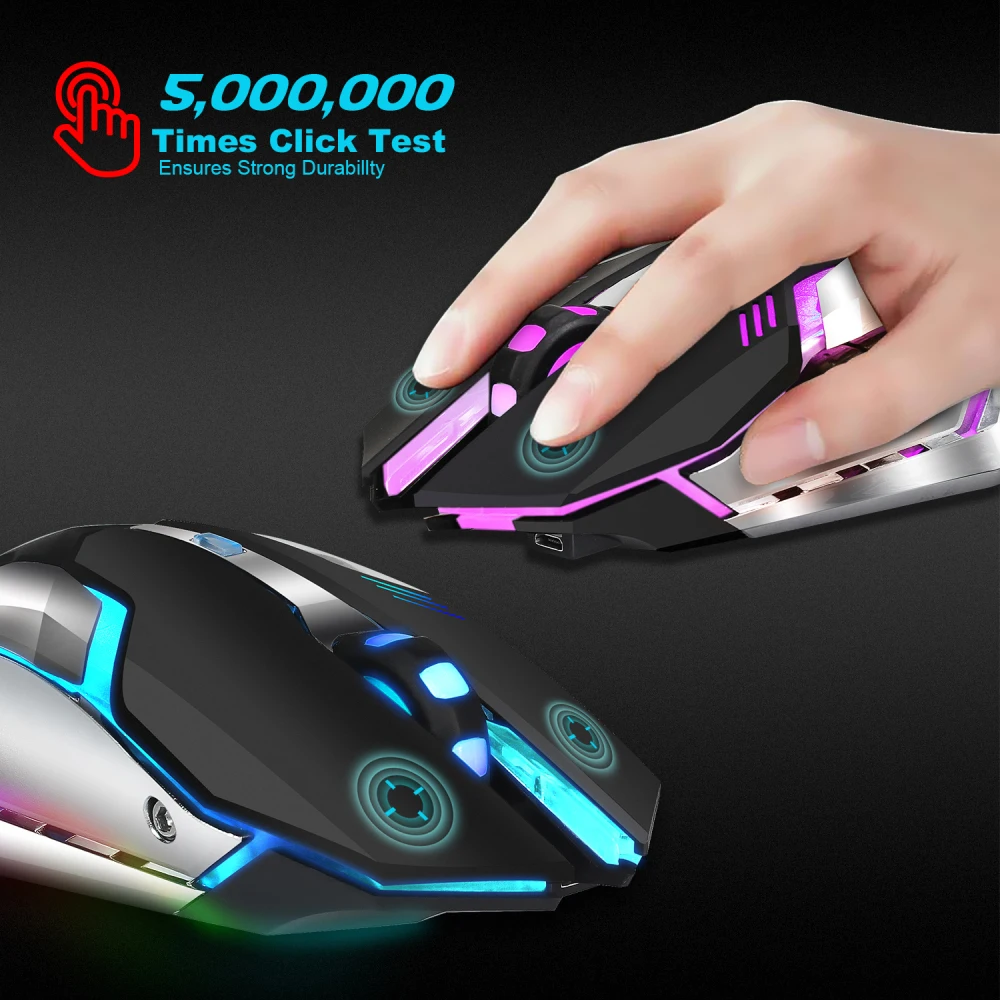 HXSJ M10 Беспроводная игровая мышь 2400 точек/дюйм перезаряжаемая 7 цветов подсветка дышащая комфортная геймерская мышь для компьютера настольного ноутбука