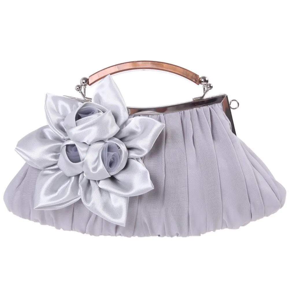 Атласные розы мягкий клатч кошелек деревянной ручкой цветок для свадьбы невеста