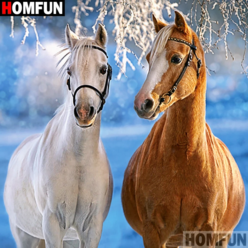 HOMFUN Full Square/Round Drill 5D DIY Diamond Painting &quotAnimal horse&quot 3D Embroidery Cross Stitch Home Decor A18888 | Дом и сад