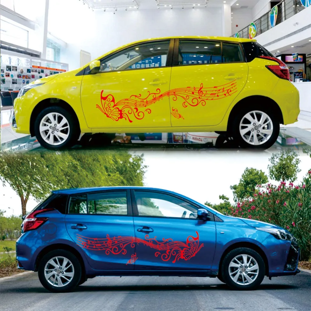 Car Stickers Butterfly Flower Totem Vehicle Body Side Skirt Styling Sticker Decals Butterfly and Flower Design