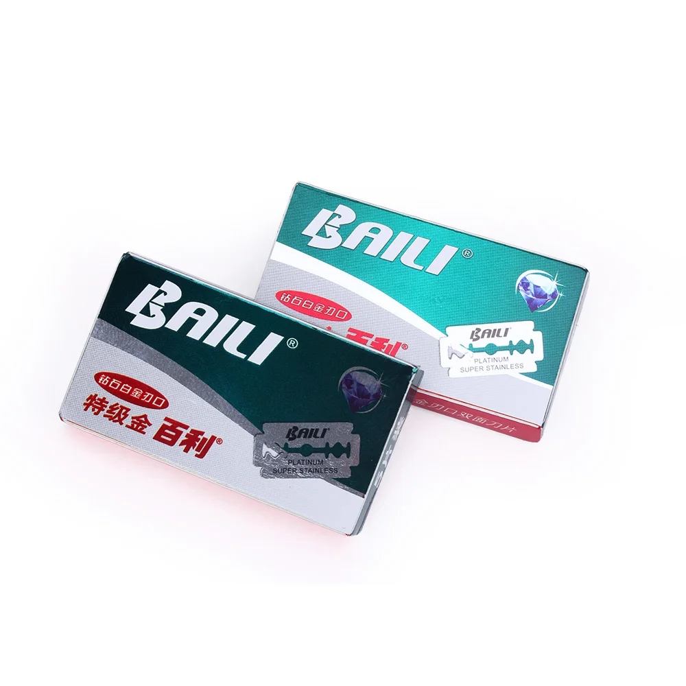 BAILI 20 шт Безопасные лезвия для бритья, бритва, точилка для бритвы, головка для бритвы из платины, нержавеющая сталь, двойной край для бороды для мужчин