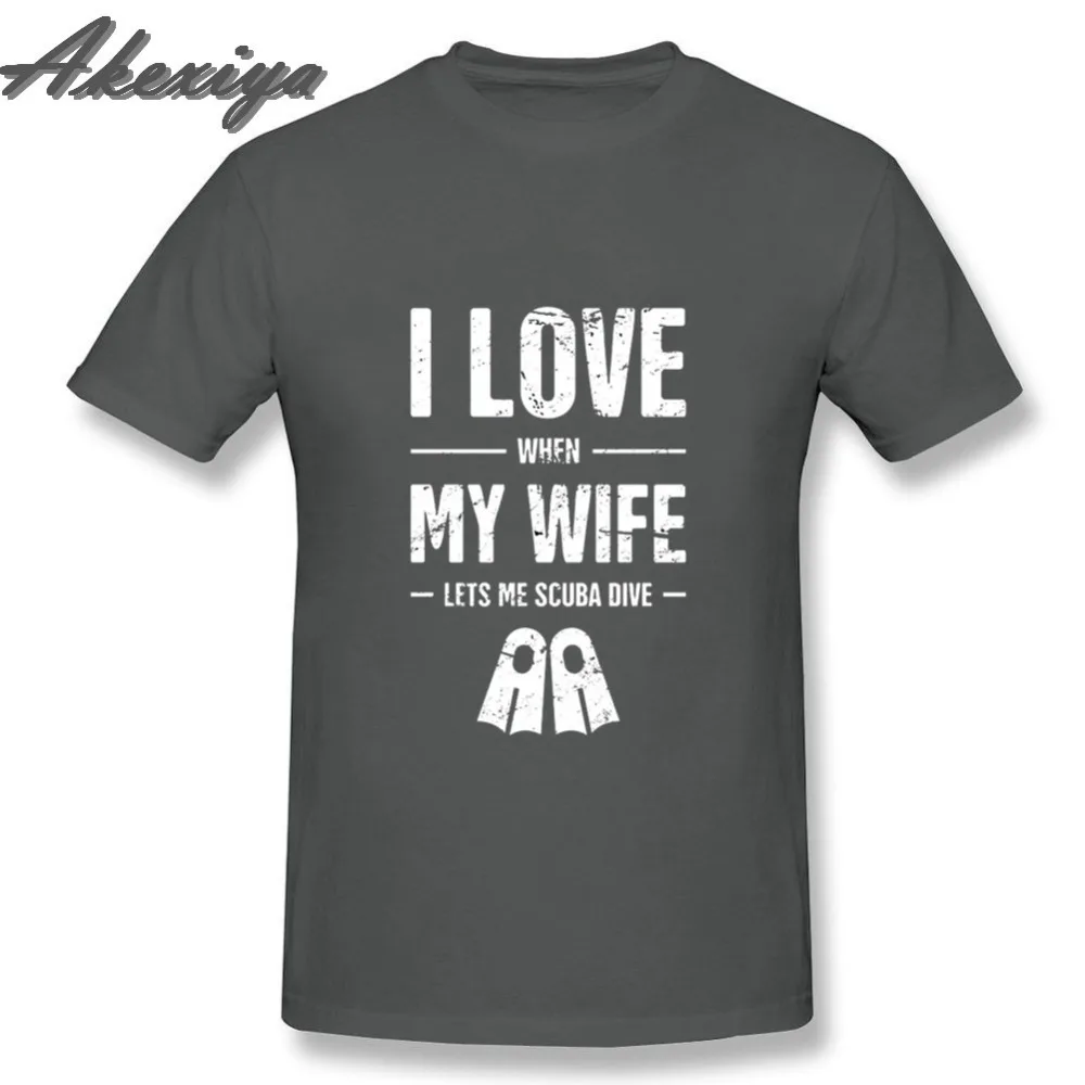 Мужская футболка с короткими рукавами Scuba DiveI Love When My Wife Lets Me Gift for Diver мягкая летняя