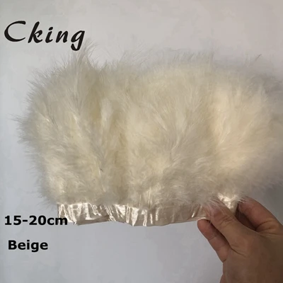 beige 10 метров в длину 15-20 см индейка перья марабу отделка шитье цветные мухи завязывание перо для продажи ремесло украшения центральные украшения свадьбы - Цвет: beige