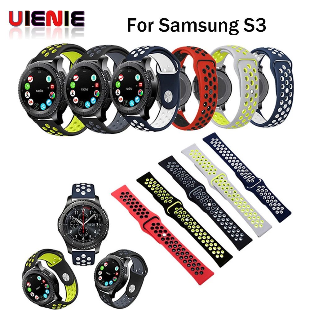 UIENIE 20 мм силиконовый сменный дышащий ремешок для часов Garmin Vivoactive 3, samsung gear S2 S3 22 мм спортивные ремешки для часов