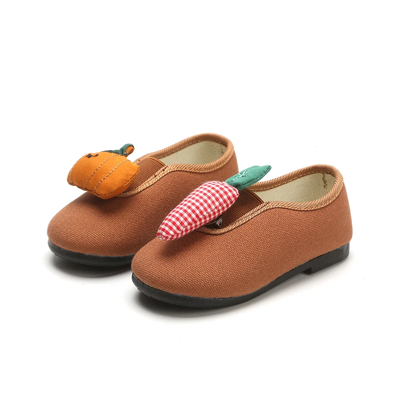 

2018 Girls Student shoes, Black , Brown , white ,Girls Lovely Pumpkin & Carrot Cartoon Canvas Sneaker size 21-30 for 18M-6Ys