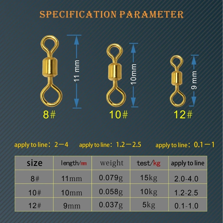 HXY 100 шт Размер (8 #10 #12 #) рыболовные снасти из нержавеющей стали роликовые Вертлюги