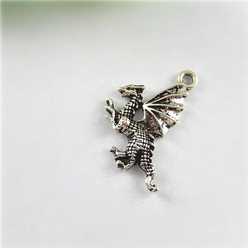 GraceAngie 20pcs Creative Flying Dragon Pendants Charms Finding Silver Color Jewelry Making Key Chain Accessary | Украшения и