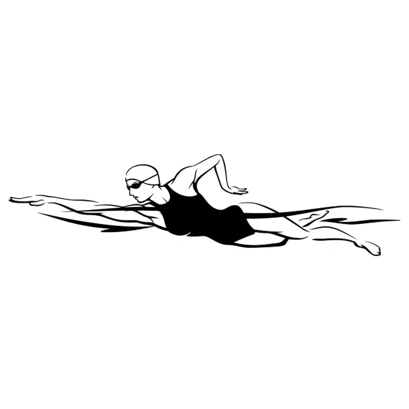 

17.3CM*4.5CM Fashion Swimmer Sport Decor Car Sticker Vinyl Black/Silver S9-0673