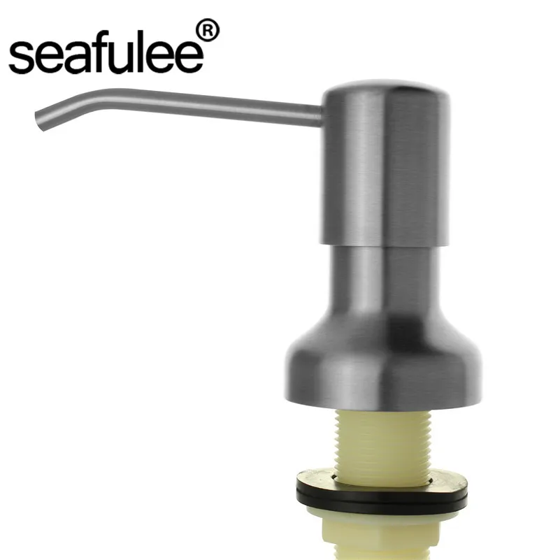 

304 Brushed Stainless Steel Kitchen Sink Liquid Soap Dispenser 17 OZ Bottle/3.15 Inch Threaded Tube for Thick Deck Installation