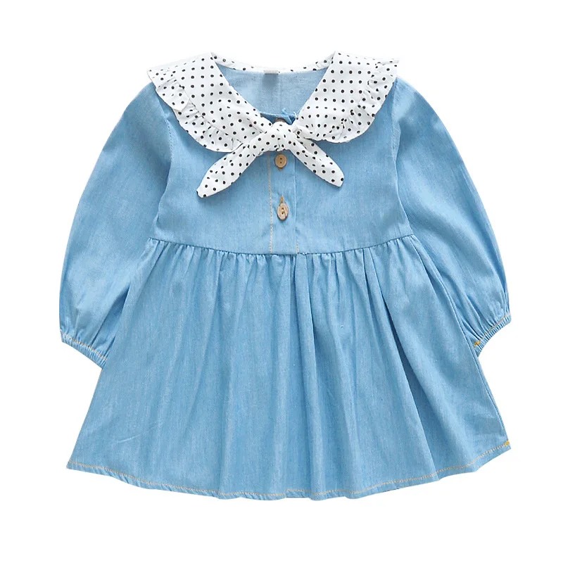 Cute Girl Denim Dress For Toddler Princess Long Sleeve Kids Summer 2019 Baby Party Wedding Pageant Dresses 2-5T | Детская одежда и