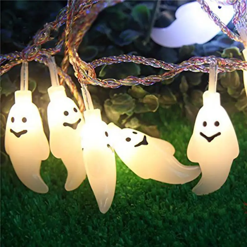 Ghost 2 Тыква Призрак 10 шт. светодиодный свет шнура украшение на празднование Хэллоуина летучая мышь паук сказочные гирлянды для внутреннего и уличные украшения - Цвет: Ghost 2