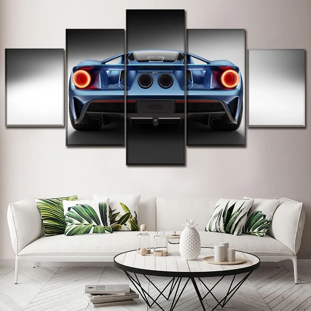 Картина на холсте домашний декор HD печать 5 шт. синий автомобиль Ford GTR суперкар