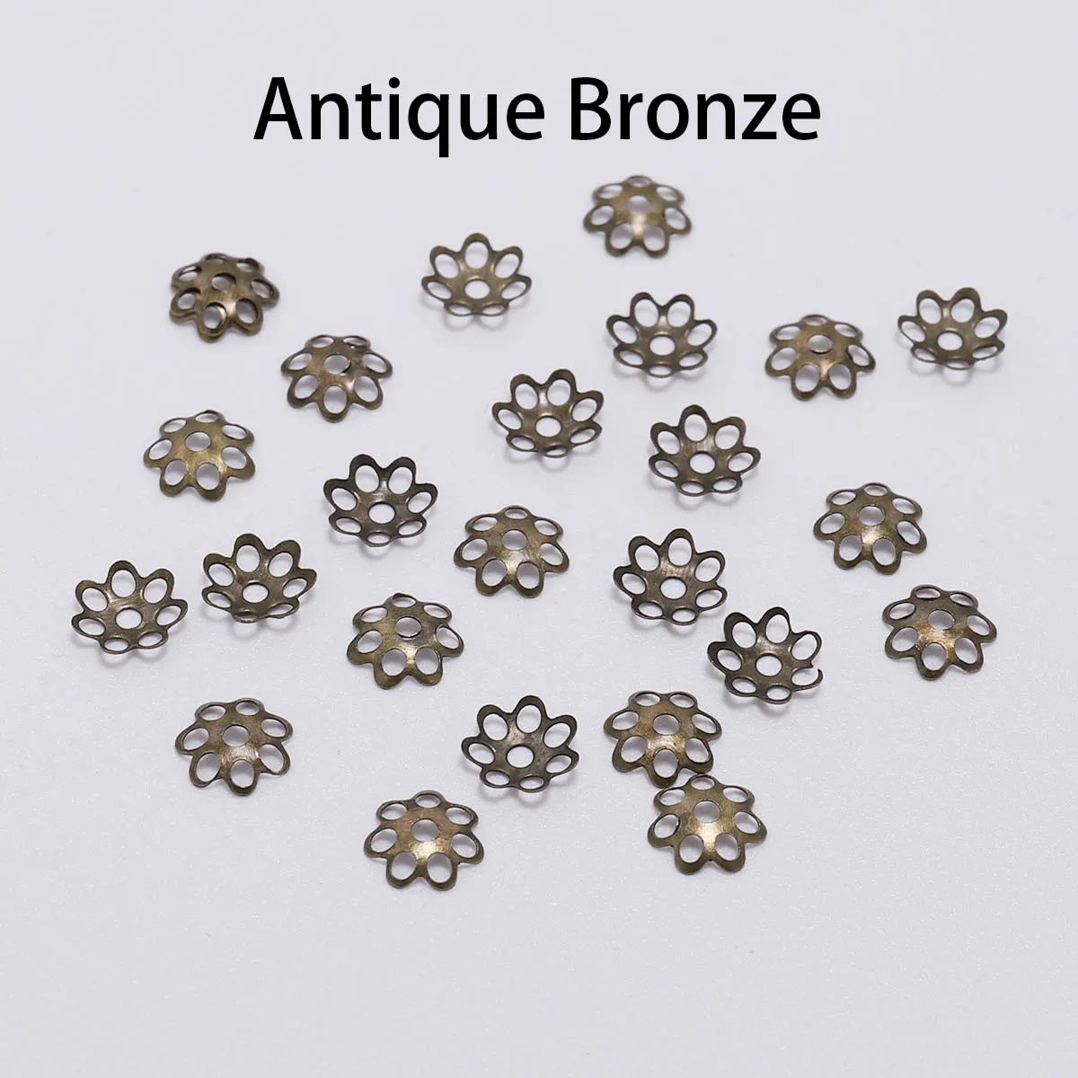 Antique bronze 600 шт./лот, 6 мм, полый цветок, металлическая филигрань, Рассыпчатая бусина, конусная Концевая филигрань, филигрань для самостоятельного изготовления ювелирных изделий - Цвет: Antique bronze