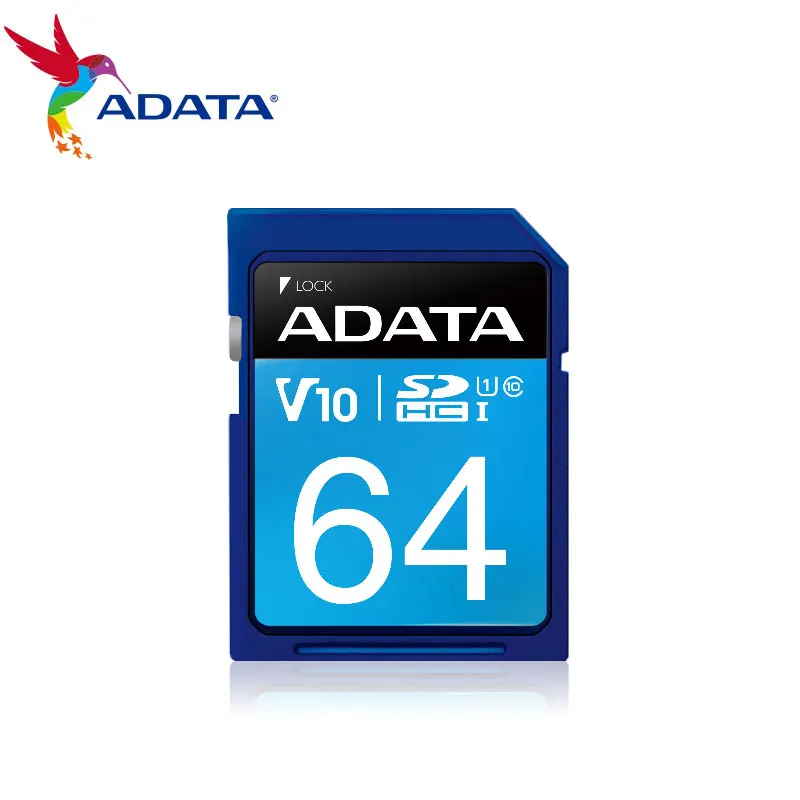 Adata разъем для SD карты со шлейфом 8 Гб оперативной памяти, 16 Гб встроенной памяти, 32 ГБ, 64 ГБ, 128 ГБ 256 Class10 слот для карт памяти C10 R80mb/s USH-1 Поддержка для Камера - Емкость: 64 ГБ