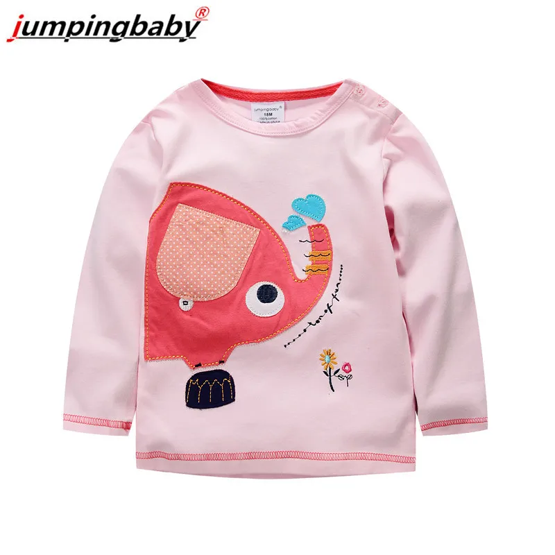 Kids T7146 Jumpingbaby/ г. Футболка для девочек Одежда для маленьких девочек Детские футболки с длинными рукавами хлопковая Футболка Camiseta roupas infantis menina Rabbit - Цвет: Kids T7146