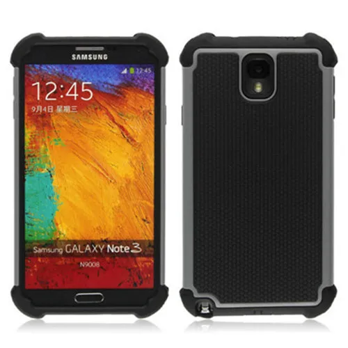 Темно-серый Противоударный пластиковый защитный чехол для samsung Galaxy Note III 3 N9000 N9002 N9005 Hybrid - Цвет: Темно-серый