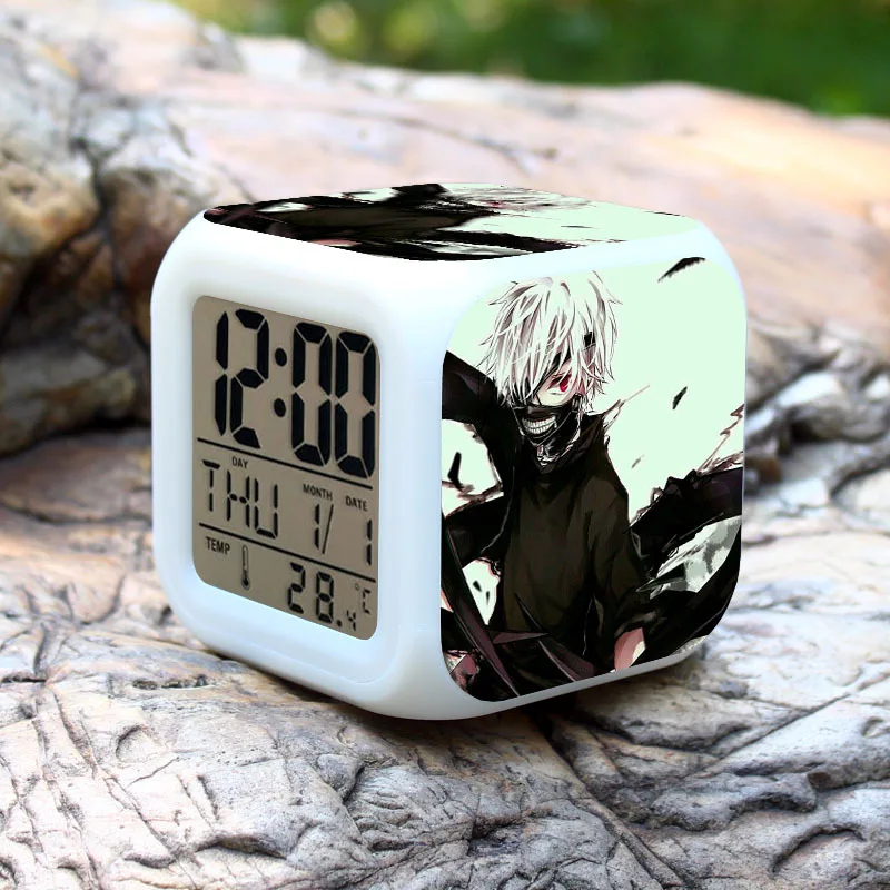 SAINTGI Alarm Clock Colorful Tokyo Ghoul Action Figure PVC 8cm Anime Calendar Thermometer Digital Led Birthday Gifts Light |