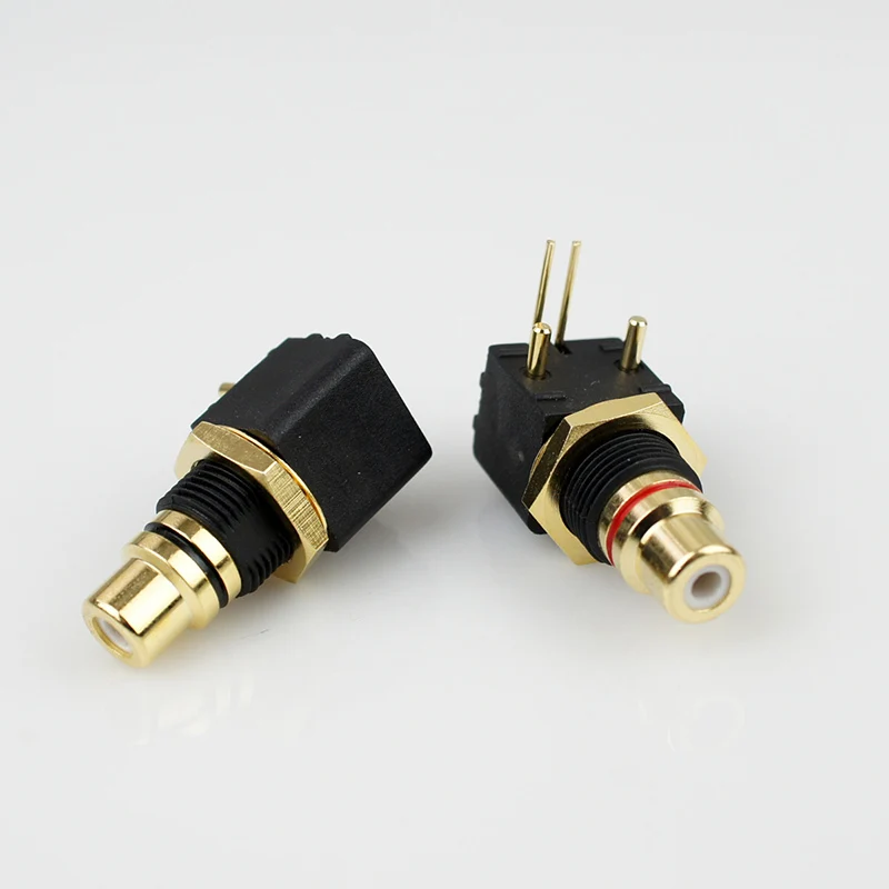 2 шт. HIFI медь позолоченный RCA терминал Женский Джек гнездо разъема ПП аудио терминал штекер 90 градусов сварочная пластина