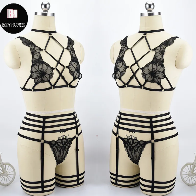Черный кружевной топик бандаж подвязки пояс чулки|garter belt|belt stockingsgarter belt stockings |