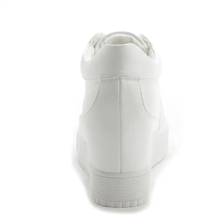 Платформа на высоких каблуках женская обувь на танкетке Chaussure Femme черный, белый цвет Скрытая каблуки лифт обувь Повседневные зимние ботинки