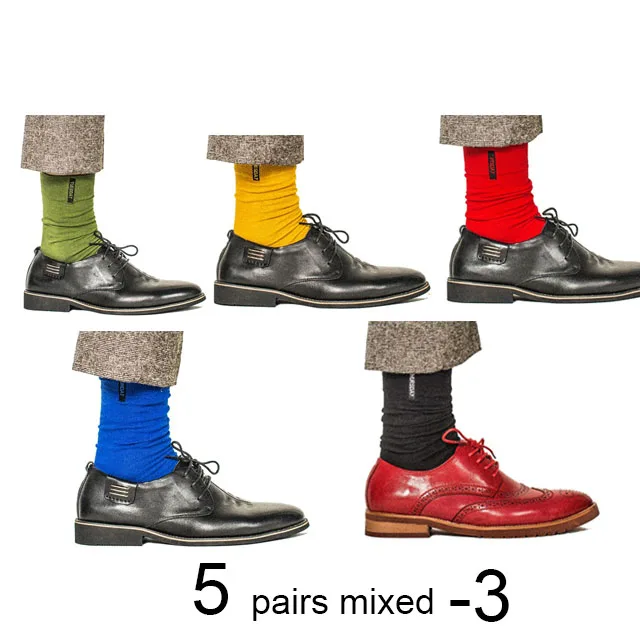 5 pairs mixed 3 5 пар/лот, цветные модные мужские счастливые носки в британском стиле, мужские носки в стиле Харадзюку, подарок, длинные, большие размеры, EUR39-45 - Цвет: 5 pairs mixed 3