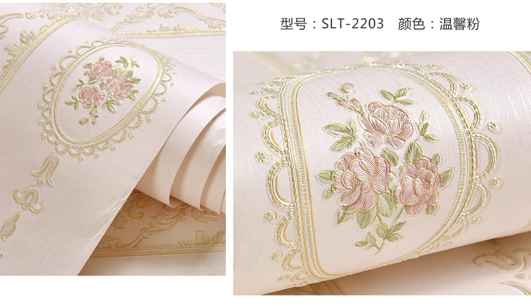 Высокое качество теплые розовые вертикальные полосы обои для гостиной спальни 3D Европейский пасторальный цветок нетканые обои ТВ назад