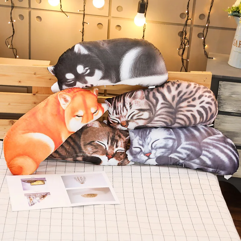 Игрушка плюшевая в форме собаки для сна Реалистичная лиса кошка Хаски мягкая