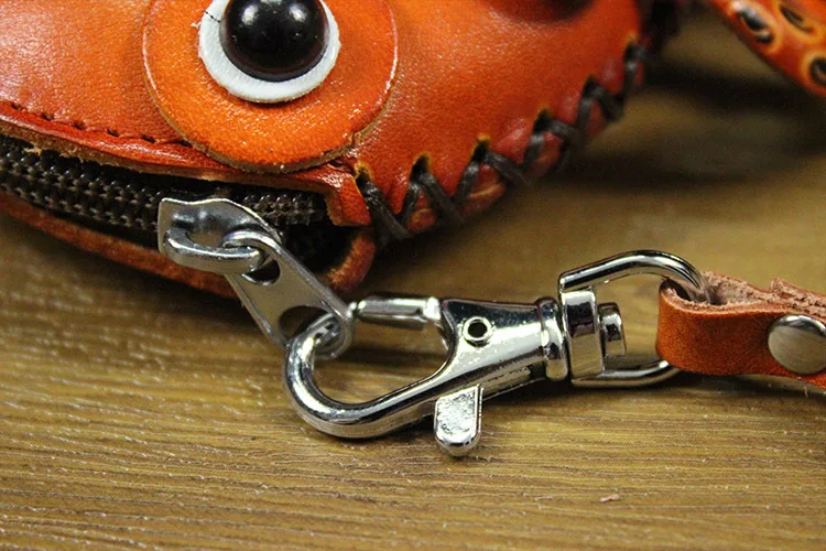 Ручной работы растительного дубления кожа Монета браслет кошелек Осьминог сумка