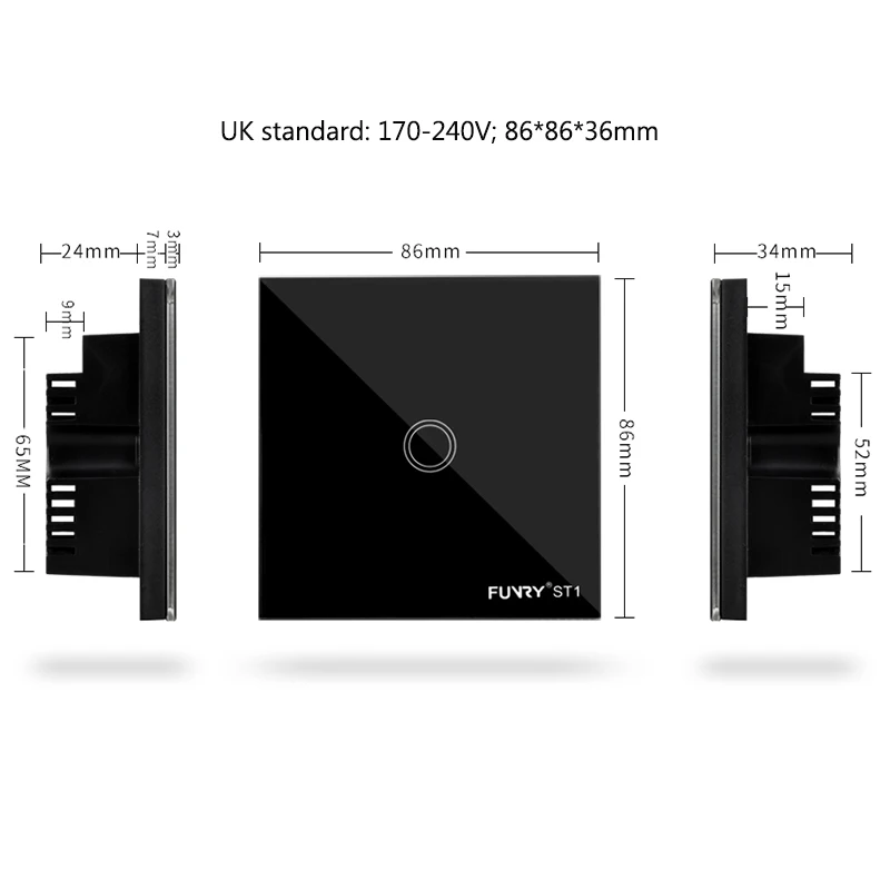 Funry ST1 1Gang стандарт Великобритании смарт переключатель дистанционное управление/Сенсорный настенный