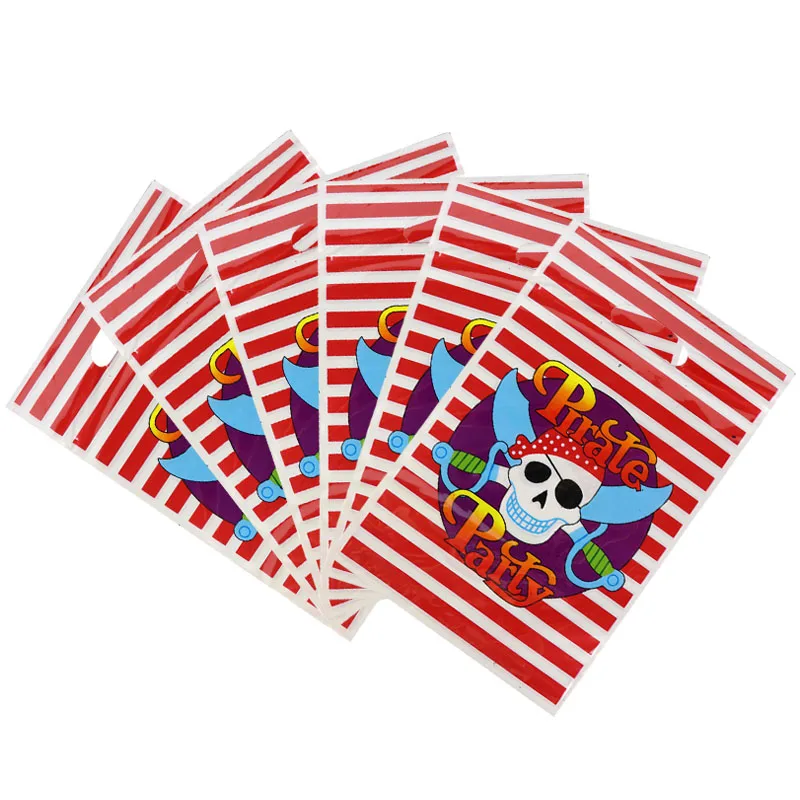 Gift Bags-6pcs 1 Набор, красные пиратские вечерние одноразовые столовые приборы, набор тарелок, салфетки, баннер, коробка для конфет на день рождения, Детские вечерние принадлежности для декора - Цвет: Gift Bags-6pcs